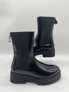 Women’s Hugo Black Gloss Kris Mid Chelsea Boots UK 5.5 EU 39.5 BNWOB - Picture 1 of 7
