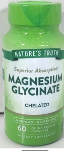 NATURES TRUTH Magnesium Glycinate 200 mg 60 Capsules Chelated Non-GMO EXP 03/27 - Picture 1 of 2