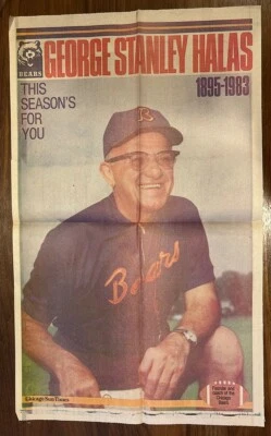 Vintage 1985 Chicago Bears Papa Bear Halas Sun Times Souvenir Newspaper Poster - Image 1 of 4