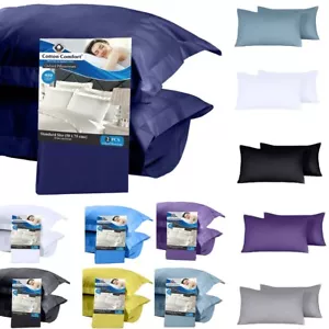 400TC 100% EGYPTIAN COTTON HOTEL QUALITY OXFORD HOUSEWIFE PILLOW CASE PACK OF 4 - Picture 1 of 29