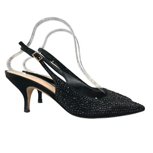 Via Spiga Women's Size 8.5M Black Embellished Pointed Toe Slingback Heel Sandals - Picture 1 of 13