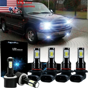 6000K Combo LED Headlight Hi/Lo Beam + Fog Light Bulbs For Tahoe 2001-2006 - Foto 1 di 12