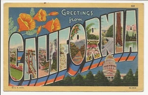 Tarjeta postal Saludos desde California 1951 - Imagen 1 de 2