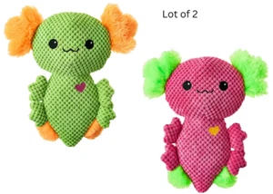 Vibrant Life Green/Pink Axolotl Plush Dog Toy W/ Squeaker Chew Level 2 Lot Of 2 - Picture 1 of 9