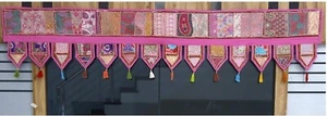 Cenefador de puerta Toran rosa indio vintage mosaico decoración colgante de pared - Imagen 1 de 5