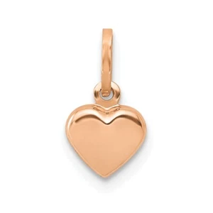 Collar de pulsera dije corazón pulido 3D oro rosa de 14 K - Imagen 1 de 3