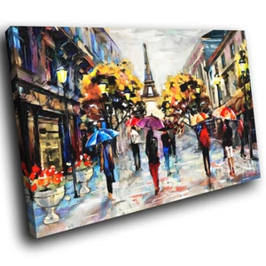 SC582 Colourful Retro Paris Cool Landscape Canvas Wall Art Large Picture Prints - Picture 1 of 6