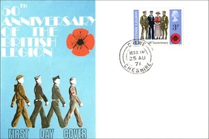 GB 1971 50th Anniversary of British Legion FDC Crewe CDS Connoisseur Cover - Picture 1 of 2