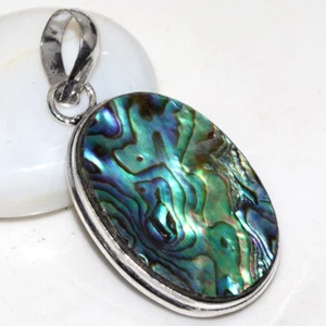 925 Silver Plated Abalone Shell Jewellery Pendant Handmade Size 2" JW - Picture 1 of 3