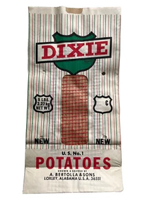Vintage DIXIE leerer Papier KARTOFFELSACK Tasche GENERAL STORE Loxley ALABAMA Southern - Bild 1 von 7