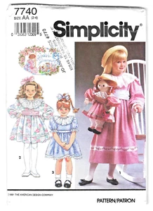 VESTIDO DE FIESTA y MUÑECA A JUEGO Simplicity 7740 Niña 2-3-4 Patrón de Costura SIN CORTAR - Imagen 1 de 3