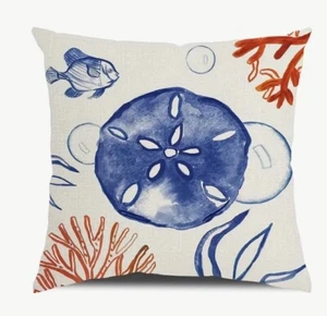 Sea Dollar Beach Nautical Coastal Spring Summer Throw Pillow Cover Home Decor - Picture 1 of 4