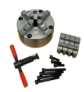 125MM 4 JAW SELF CENTERING LATHE CHUCK INT/EXT JAWS CHUCK KEY DIN 6350 RDGTOOLS - Picture 1 of 2