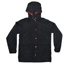 Woolrich Wool Plaid Lined Jacket Womens Small Black Hooded Full Zip Field Coat