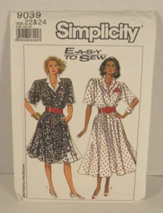 Simplicity 9039 Easy-To-Sew Short Sleeved Dress Pattern Misses' 22-24 Uncut - Picture 1 of 2