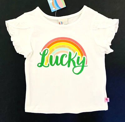Adventure Wear de Copper Key niñas pequeñas 2T blanco manga corta 'Lucky' arco iris Foto 1 de 4