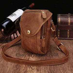 Mini bolso de hombro informal para teléfono Crazy Horse de cuero para hombre de colección - Imagen 1 de 15