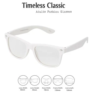 White Adult Costume Glasses Clear Classic Style Parties Hipster Nerd Mens Womens - Picture 1 of 12