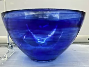 Cobalt Blue 4 pcs set Glass Swirl Salad Bowl Artistic Accents Turkish New 8 12 - Picture 1 of 5
