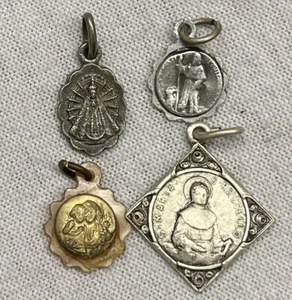 Frankreich Italien 1930' altes Lot x4 Anhänger St. Joseph, Heiliges Herz, Lujan, Arbeiter - Bild 1 von 11
