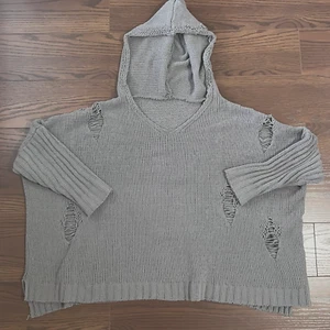 POL grauer klobiger Oversize-Pullover Hoodie Sweater im Used-Look Gr. M UVP 145 $ - Bild 1 von 9
