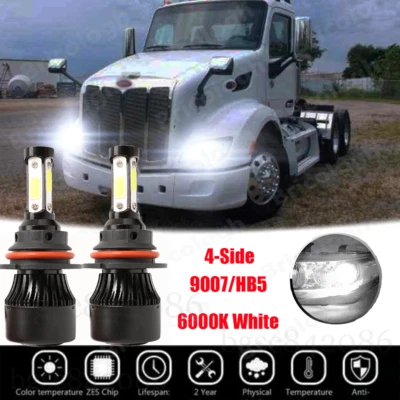 2pcs 9007 LED Conversion Kit Bulbs for 2000-2016 Peterbilt Pete Headlight Lamp - Image 1 of 4