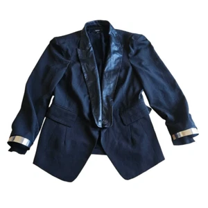 RUDSAK womens Sz Small black 100% leather trim blazer jacket - Picture 1 of 9