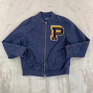 Polo Ralph Lauren Jacket Boys 6 Navy Blue P State Champs Patch Full Zip Bomber - Picture 1 of 9