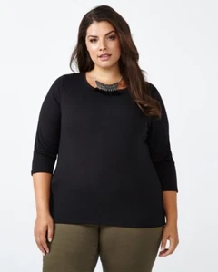 *Clearance* NWT Pennington’s Black Curve Fit 3/4 Sleeve Top Plus Size 0X - Picture 1 of 2