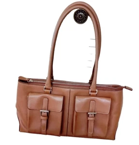 Barneys New York Shoulder Bag Leather Authentic Structured Caramel Brown - Picture 1 of 18