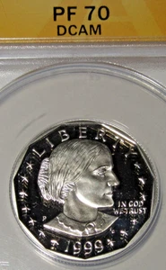 1999 P Proof Susan B. Anthony Dollar ANACS PF 70 DCAM Cameo - Picture 1 of 6