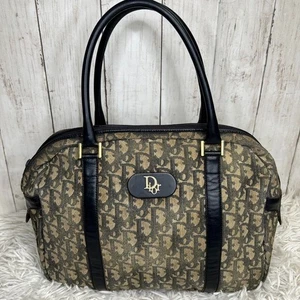 Bolso de Mano CHRISTIAN DIOR Trotter Logo Boston Cuero Lona Azul Marino Usado - Imagen 1 de 20