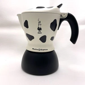 Bialetti Mukka Express 2 Cup Stovetop Cappuccino Maker Cow Print - Imagen 1 de 18