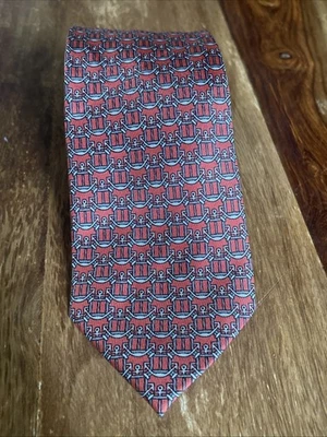 Corbata de seda con estampado de ancla náutica Hermes auténtica de colección 3,25 con 54,5 de largo Foto 1 de 4