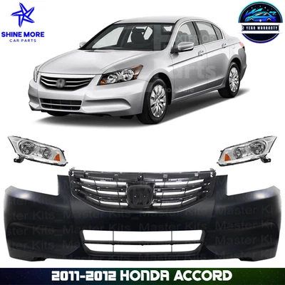 Front Bumper Cover Fascia & Headlight Assembly for 2011-2012 Honda Accord Foto 1 de 4