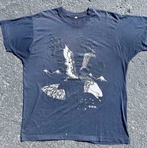 Camisa De Colección Para Hombre Años 80 Águila Vida Silvestre Naturaleza Negra Desvanecida XL Puntada Única Delgada - Imagen 1 de 7