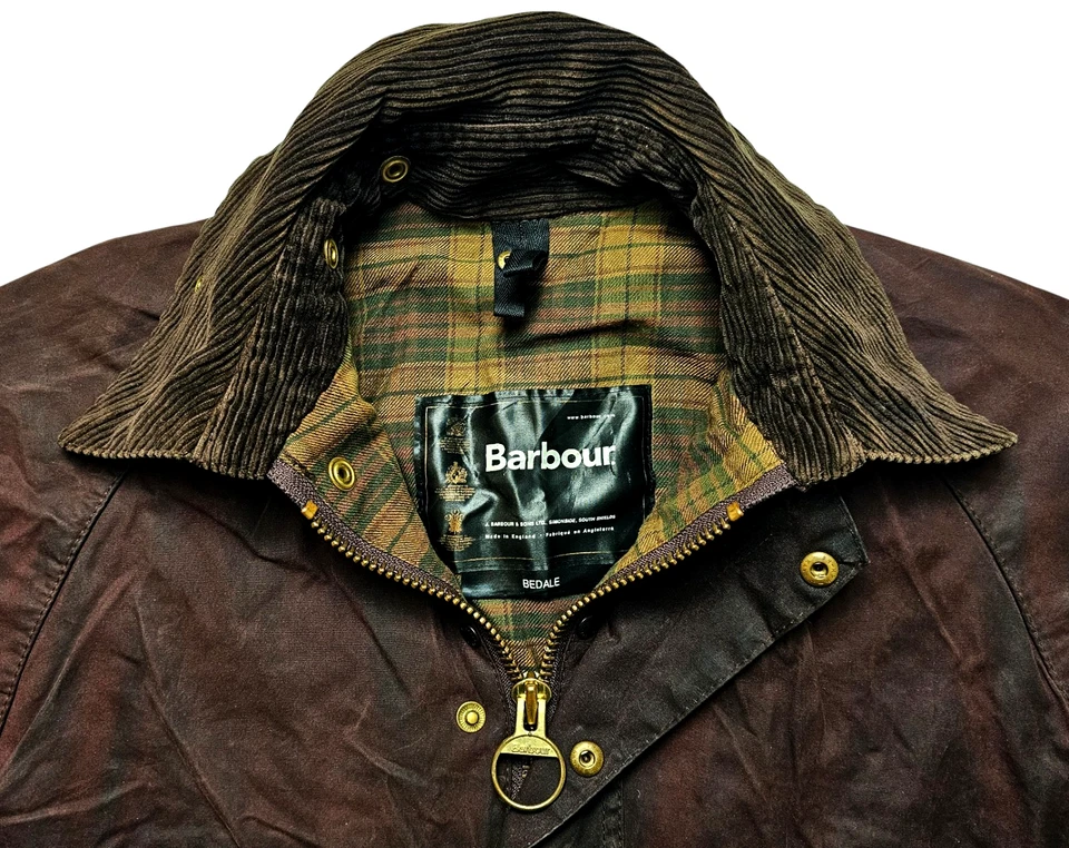 *HOT VTG Men's BARBOUR A103 BEDALE PARKA PLAID LINED BURGUNDY WAXED Jacket C36 S - Image 1 of 4