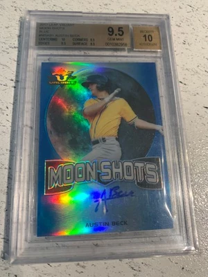2017 Leaf Valiant Moon Shot s Blue #MSAB1 Austin Beck Auto-10  9.5 Beckett 4/35  - Image 1 of 4