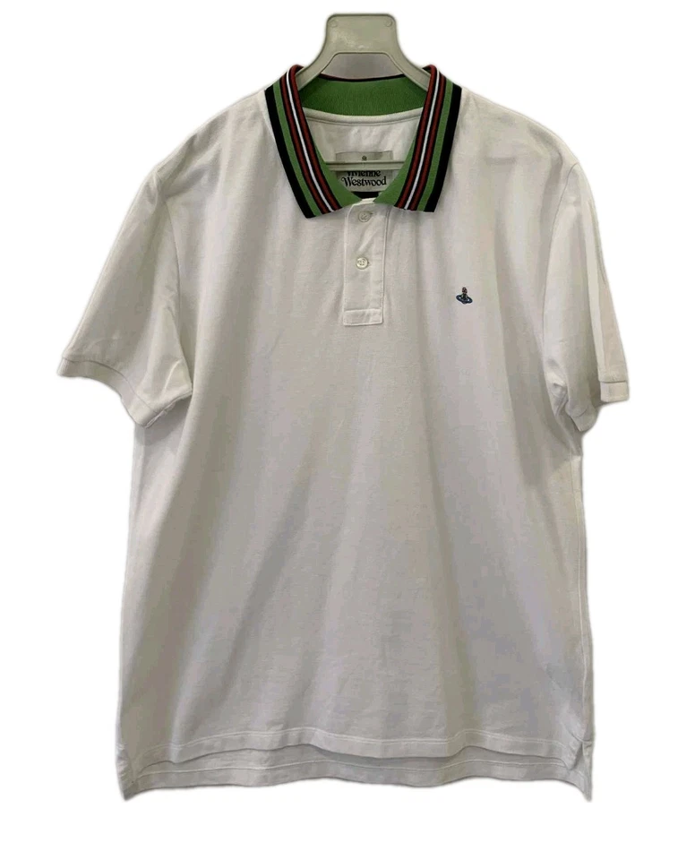 Vivienne Westwood Classic Polo Shirt White Green Collar Men’s Size L #88 - Image 1 of 4