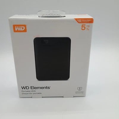 WD 5TB Elements Portable Storage USB 3.0 Model WDBU6Y0050BBK-WESN Black New - Image 1 of 4