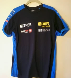 Camiseta Marca Mithos Racing Negra y Azul Manga Corta Talla Pequeña 100% Algodón - Imagen 1 de 10