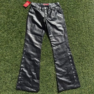 Pantalones acampanados de cuero sintético Miss Sixty archivo con botones para mujer talla 32 Y2K - Imagen 1 de 13