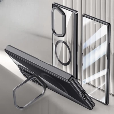 Fr Samsung Galaxy Z Fold7 Clear Shockproof Magnetic Lens Stand Case + Glass Flim Foto 1 de 4
