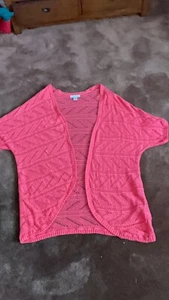 CJ Banks Cardigan Womens 3X Plus Open Front Coral Lightweight Modern (241-22) - Picture 1 of 5