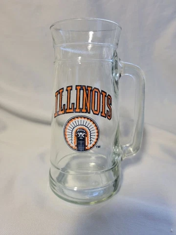 Vintage Chief Illiniwek U of I University Of Illinois Fighting Illini Glass Mug Cover