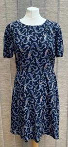 Oliver Bonas Poem Tea Dress Size 14 Fit & Flare Ditsy Floral Navy - Picture 1 of 9