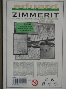 1/35 Eduard SCHURZEN Pz.IV Ausf.H TURRET ZIMMERIT Photo Etch Detail Tamiya OOP - Picture 1 of 2