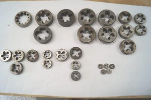 LOT (28) Morse TRW Ace Round Split Thread Dies 8/32" to 2" HSS USA E153 - Picture 1 of 9