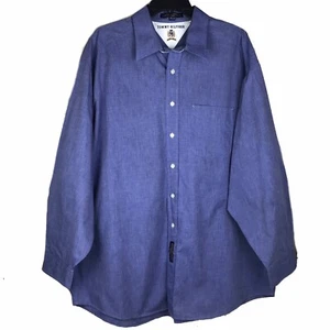 Camisa de vestir Tommy Hilfiger para hombre talla 17 1/2 - 34 azul manga larga con botones - Imagen 1 de 11