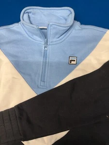 FILA Sweatshirt Blue, White and Black Long Sleeve 1/4 Zip Pullover Size M - Picture 1 of 3